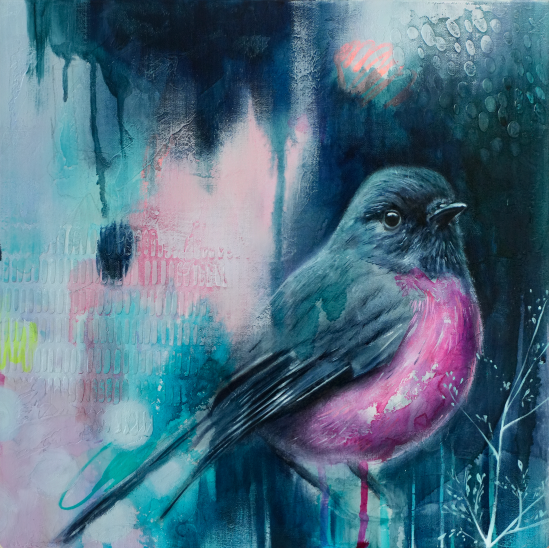 Pink Robin Bird Original